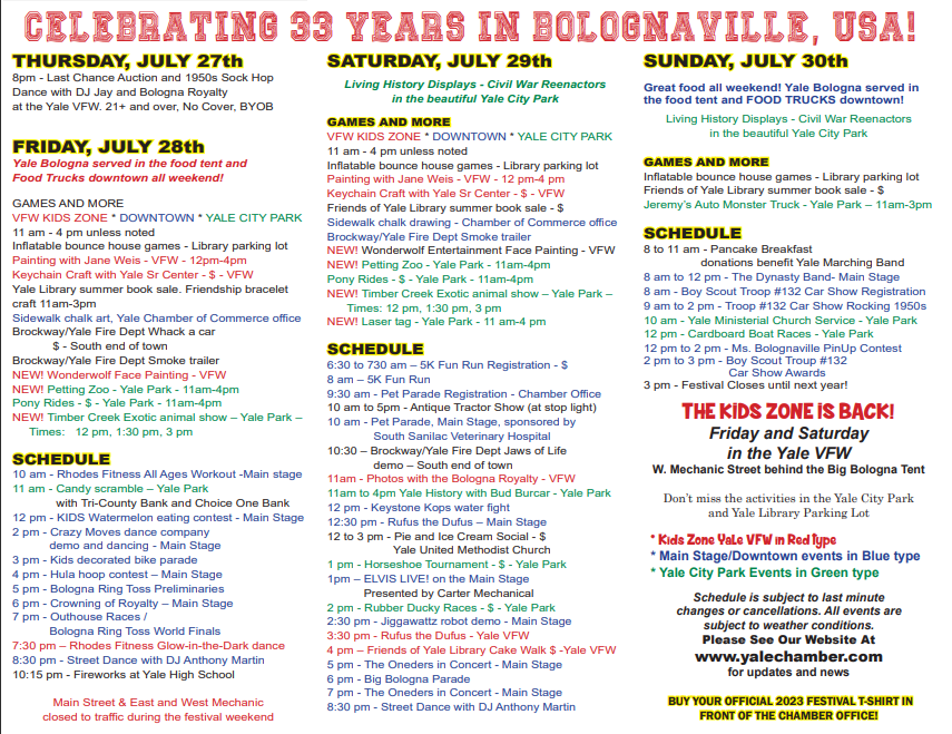 Yale Bologna Festival Information in Yale, MI